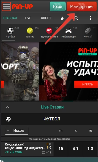 Кнопка регистрации Pin Up Pin Up Регистрация на сайте
